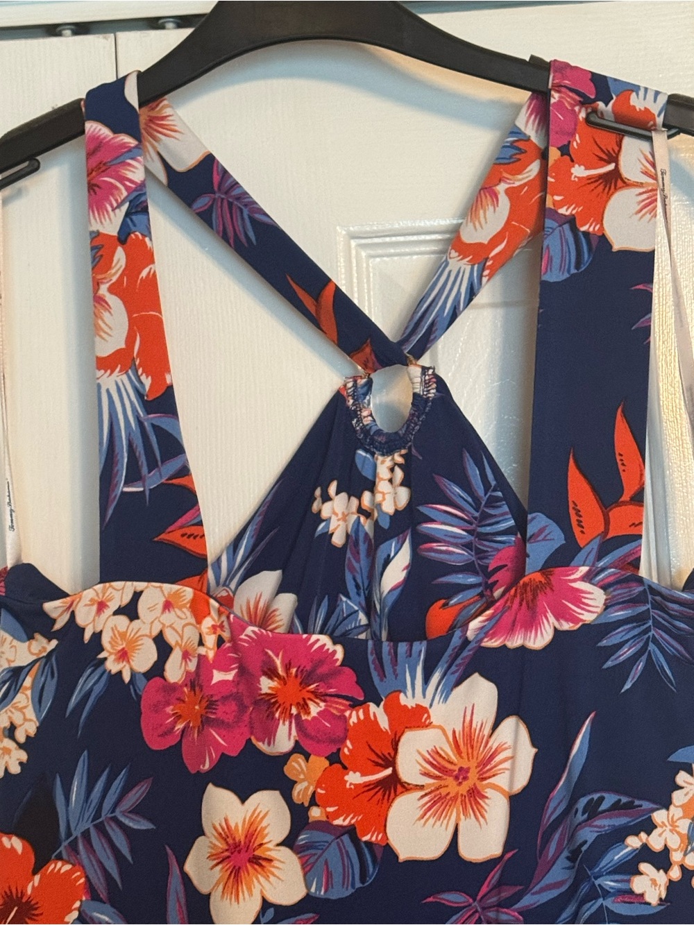 Tommy Bahama Navy Floral Maxi Dress with Pink and Orange Blooms - Picture 3 of 8